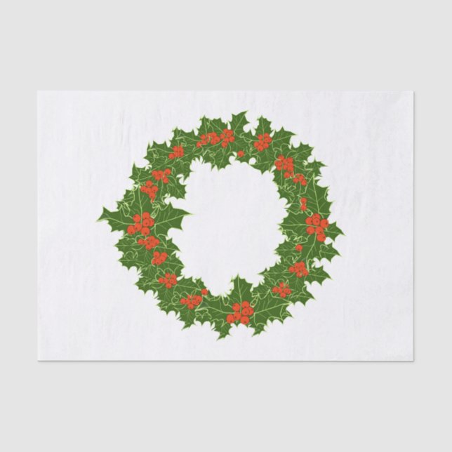 Christmas Holly Wreath Seidenpapier (Vorderseite)