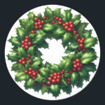 Christmas Holly Wreath Stickers<br><div class="desc">Weihnachtsticker</div>
