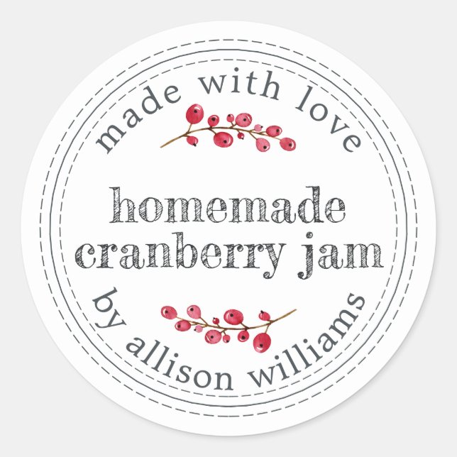 Christmas Homemade Cranberry Jam Runder Aufkleber (Vorderseite)