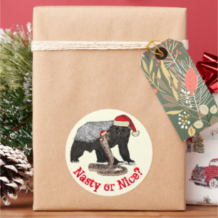 Christmas Honey Badger Snake Funny Santa Quote Runder Aufkleber