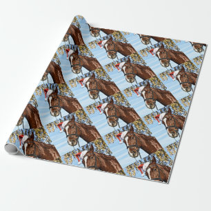Christmas horse with hat geschenkpapier