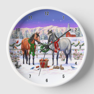 Christmas Horses in Snow Uhr