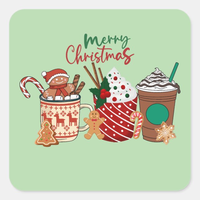 Christmas Hot Cocoa & Coffee Sticker  (Vorderseite)