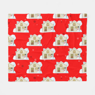 Christmas House Pattern Fleecedecke