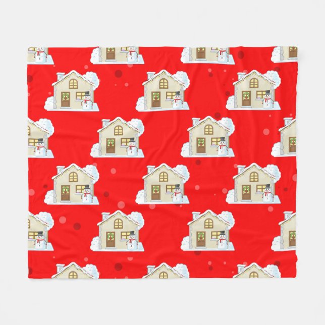 Christmas House Pattern  Fleecedecke (Vorderseite (Horizontal))