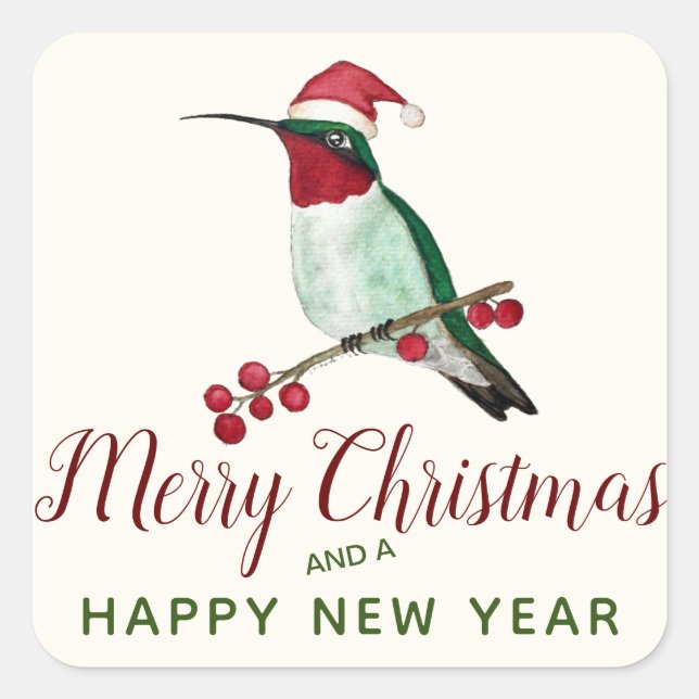 Christmas Hummingbird Square Sticker (Vorderseite)