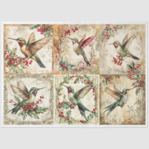 Christmas Hummingbird Squares Seidenpapier