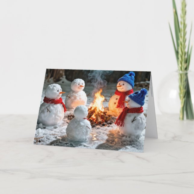 Christmas Humor With Melting Snowmen  Karte (Vorderseite)