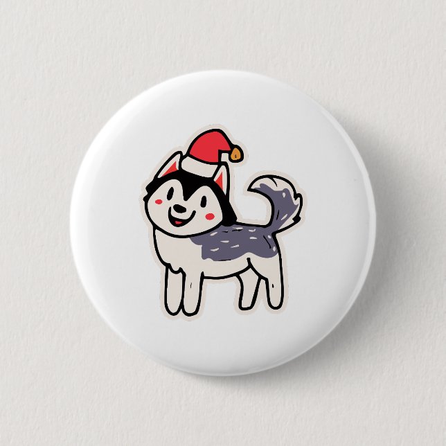 Christmas Husky Dog Lover Malamute Button (Vorderseite)