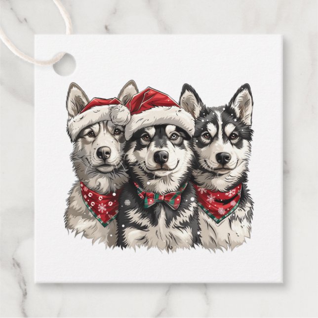 Christmas Husky Hogs Geschenkanhänger (Vorderseite)