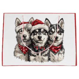 Christmas Husky Hogs Große Geschenktüte