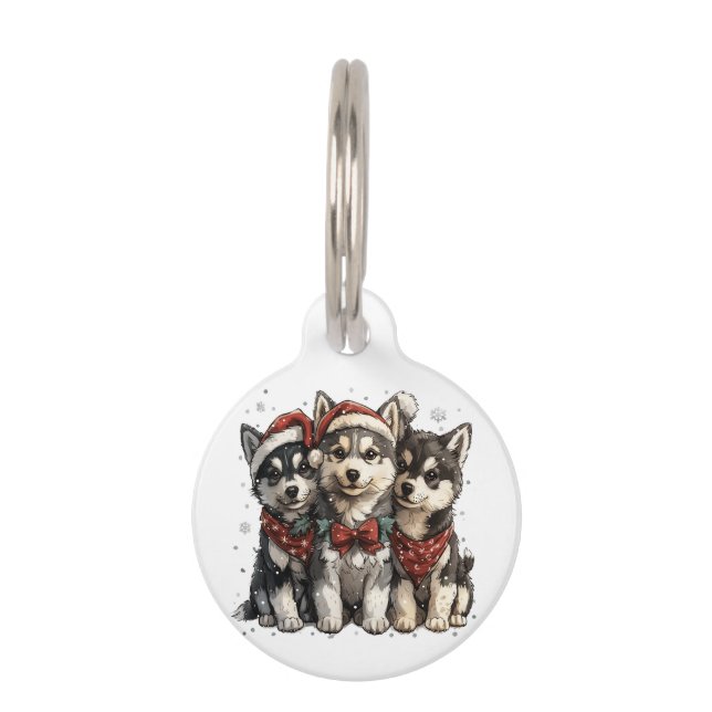 Christmas Husky Hogs Haustiermarke (Vorderseite)