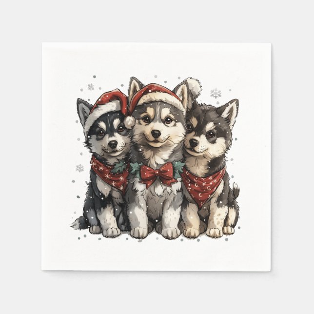 Christmas Husky Hogs Serviette (Vorderseite)