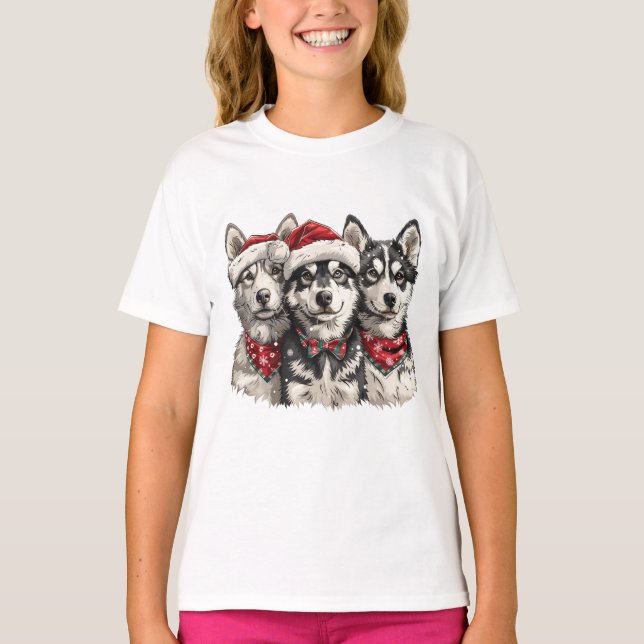 Christmas Husky Hogs T-Shirt (Vorderseite)