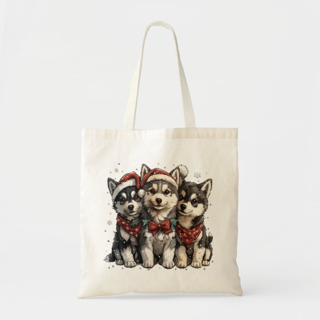 Christmas Husky Hogs Tragetasche (Vorne)