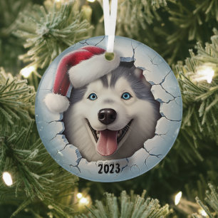 Christmas Husky Ornament Aus Glas