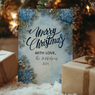 Christmas Hydrangea Pine Cones Feiertagskarte