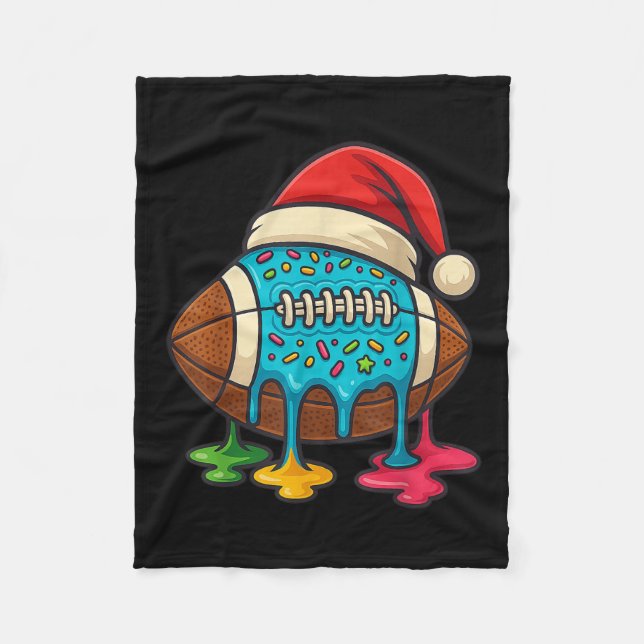Christmas Ice Cream Drip Boys Football Player Amer Fleecedecke (Vorderseite)