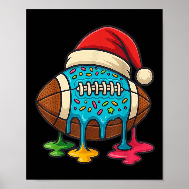 Christmas Ice Cream Drip Boys Football Player Amer Poster (Vorne)