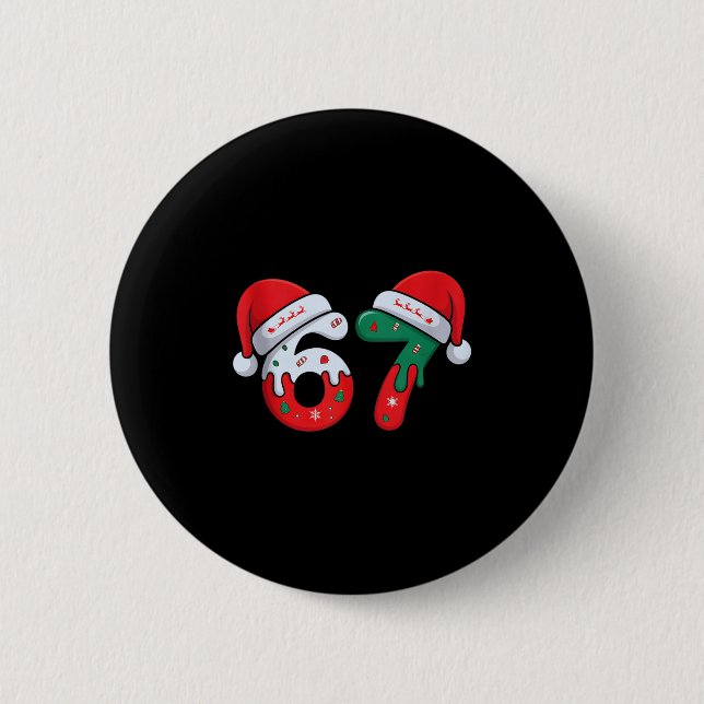 Christmas Ice Cream Drip Meme Slang Square Root 44 Button (Vorderseite)