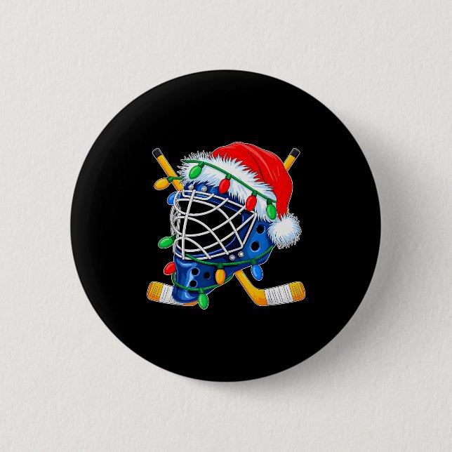 Christmas Ice Hockey Helmet Santa Xmas Men Boys Ki Button (Vorderseite)