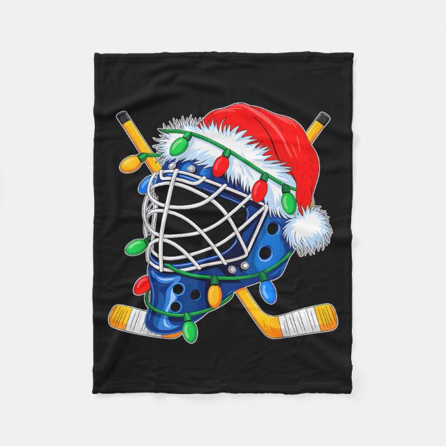 Christmas Ice Hockey Helmet Santa Xmas Men Boys Ki Fleecedecke (Vorderseite)