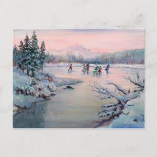 CHRISTMAS ICE SKATING by SHARON SHARPE Feiertagspostkarte