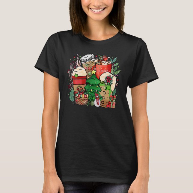 Christmas Iced Coffee Hot Cocoa Coffee  Caffeinate T-Shirt (Vorderseite)