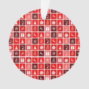Christmas Icon Red Squares Holiday Art Classic Ornament