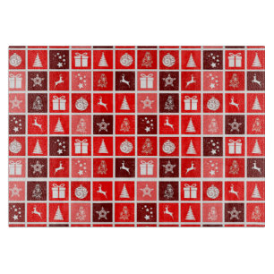 Christmas Icon Red Squares Holiday Art Classic Schneidebrett