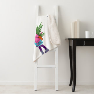 Christmas Illustrated Holiday Sherpa Blanket Sherpadecke