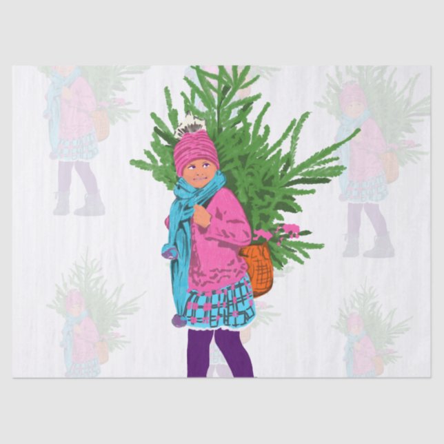 Christmas Illustrated Holiday Tissue Paper Seidenpapier (Vorderseite)