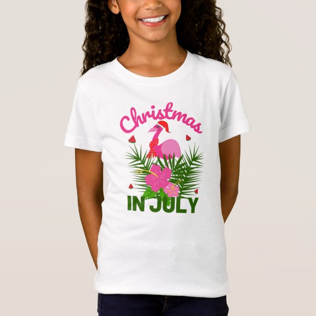 CHRISTMAS IM JULI NIEDLICH SANTA FLAMINGO T-Shirt (Vorderseite)