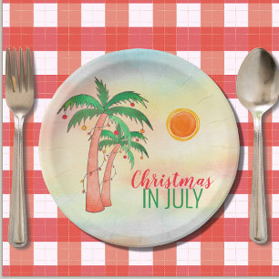 Christmas in July BBQ Party Palm Trees Paper Plate Pappteller