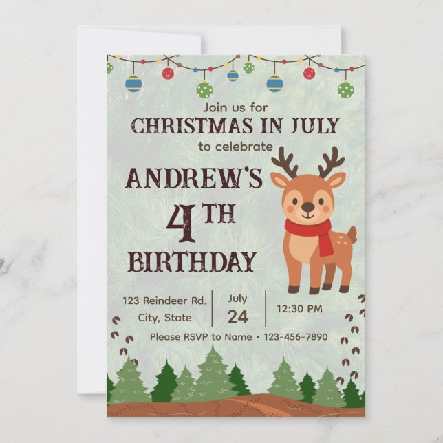 Christmas in July Birthday Party Invitation Einladung (Vorderseite)