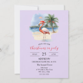 Christmas in July Custom Company Name Flamingo Einladung