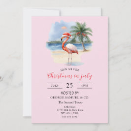 Christmas in July Custom Company Name Flamingo Einladung