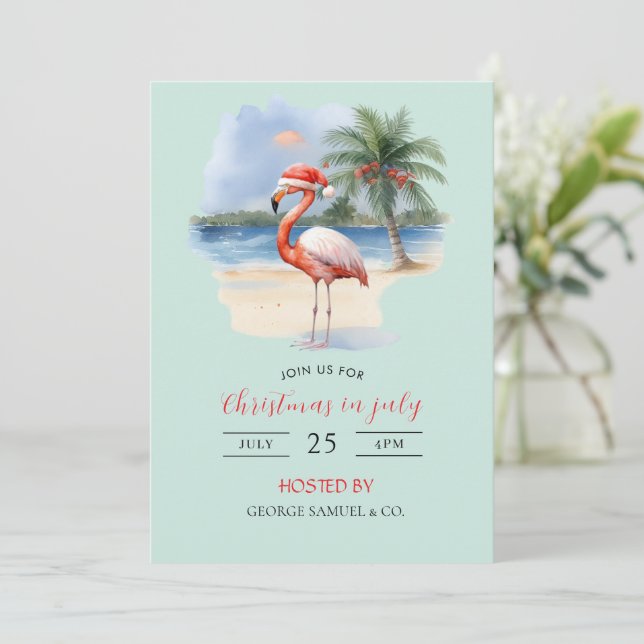 Christmas in July Custom Company Name Logo & Text Einladung (Stehend Vorderseite)