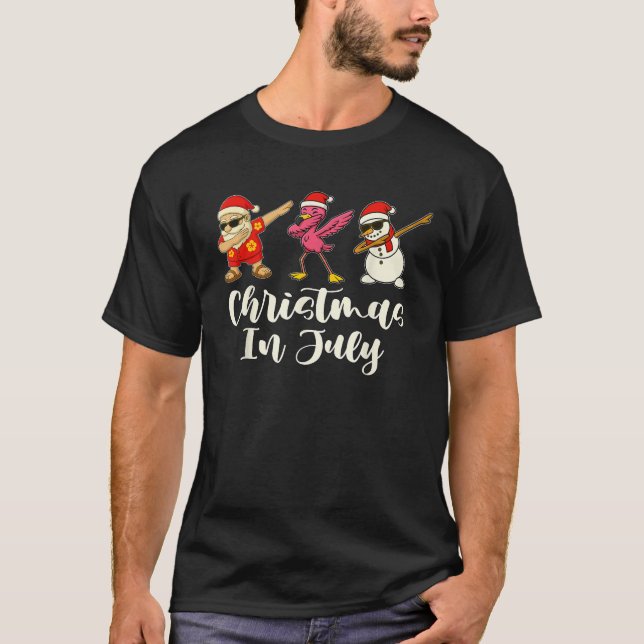 Christmas In July Dabbing Santa Flamingo Kids Todd T-Shirt (Vorderseite)