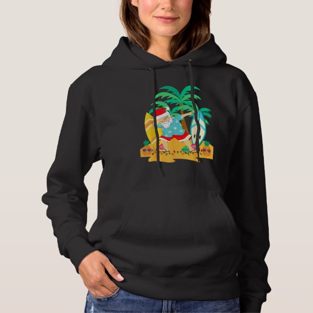Christmas in July Dabbing Santa  Tropical Christma Hoodie (Vorderseite)