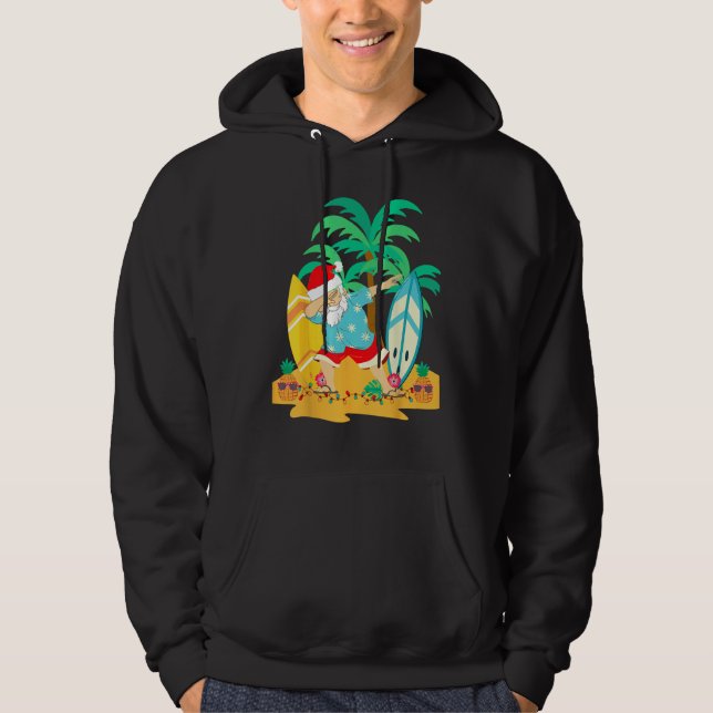 Christmas in July Dabbing Santa  Tropical Christma Hoodie (Vorderseite)