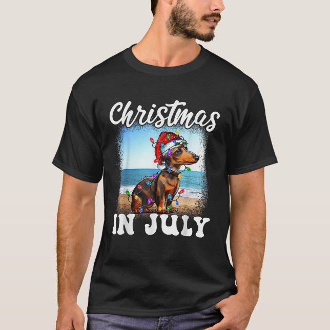 Christmas in July Dog Xmas Lover Funny Dachshund M T-Shirt (Vorderseite)