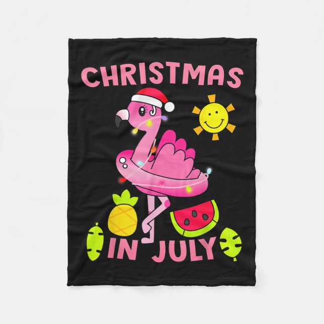 Christmas In July Flamingo Beach Summer Christmas  Fleecedecke (Vorderseite)