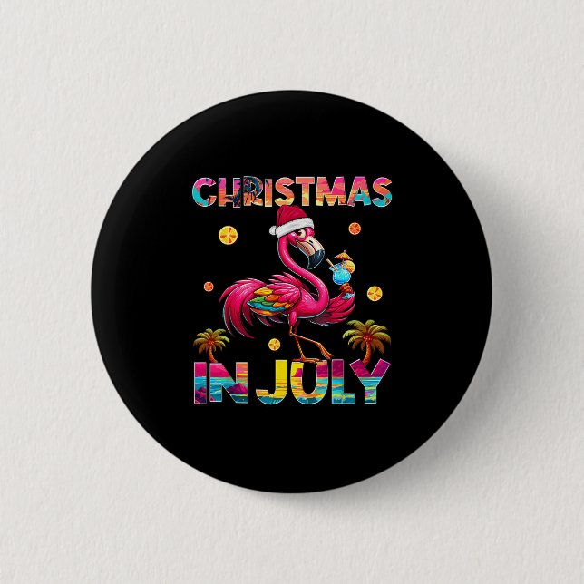 Christmas In July Flamingo Beach Summer Hawaii Gir Button (Vorderseite)