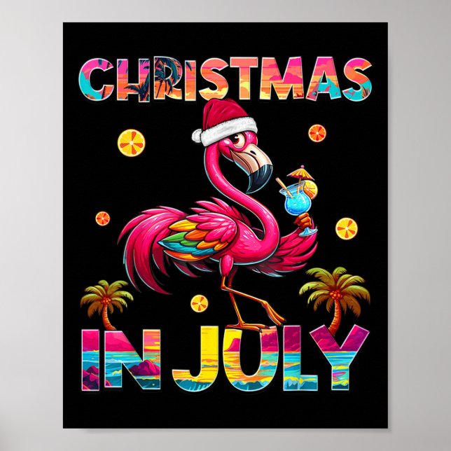 Christmas In July Flamingo Beach Summer Hawaii Gir Poster (Vorne)