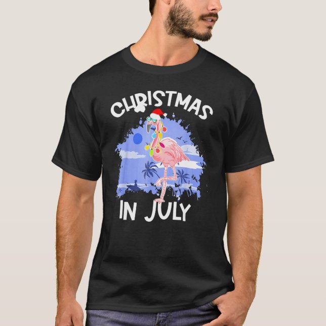 Christmas In July  Flamingo Vacation Summer Beach  T-Shirt (Vorderseite)