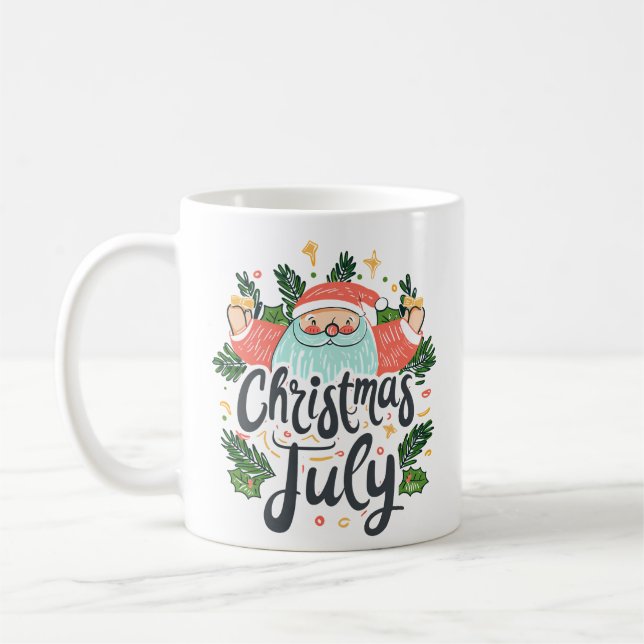 Christmas in July Fun & Festive Santa Design Kaffeetasse (Links)
