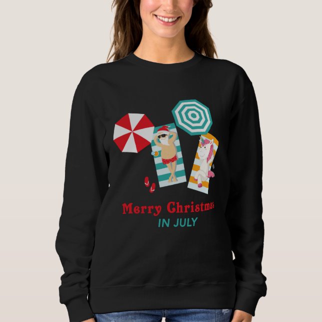 Christmas In July  Merry Xmas In July Unicorn Sweatshirt (Vorderseite)