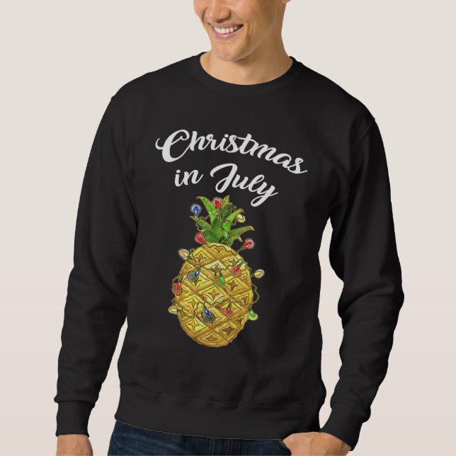 Christmas In July Pineapple Xmas Tree Lights Beach Sweatshirt (Vorderseite)