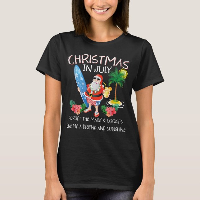 Christmas In July Pool Party Santa T-Shirt (Vorderseite)